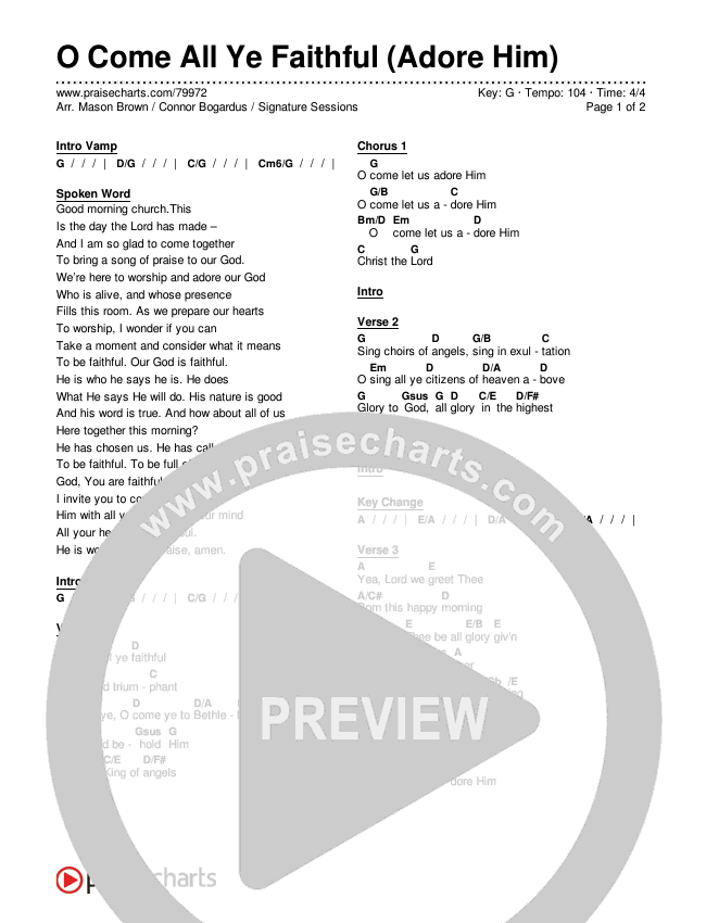 O Come All Ye Faithful (Adore Him) (A Christmas Choral Worship Moment) Chords & Lyrics (Signature Sessions / Connor Bogardus / Arr. Mason Brown)