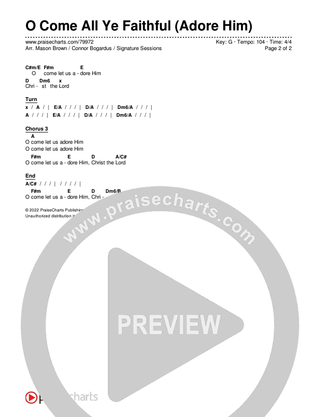 O Come All Ye Faithful (Adore Him) (A Christmas Choral Worship Moment) Chords & Lyrics (Signature Sessions / Connor Bogardus / Arr. Mason Brown)