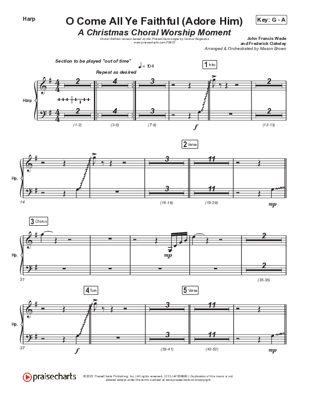 O Come All Ye Faithful (Adore Him) (A Christmas Choral Worship Moment) Harp (Signature Sessions / Connor Bogardus / Arr. Mason Brown)