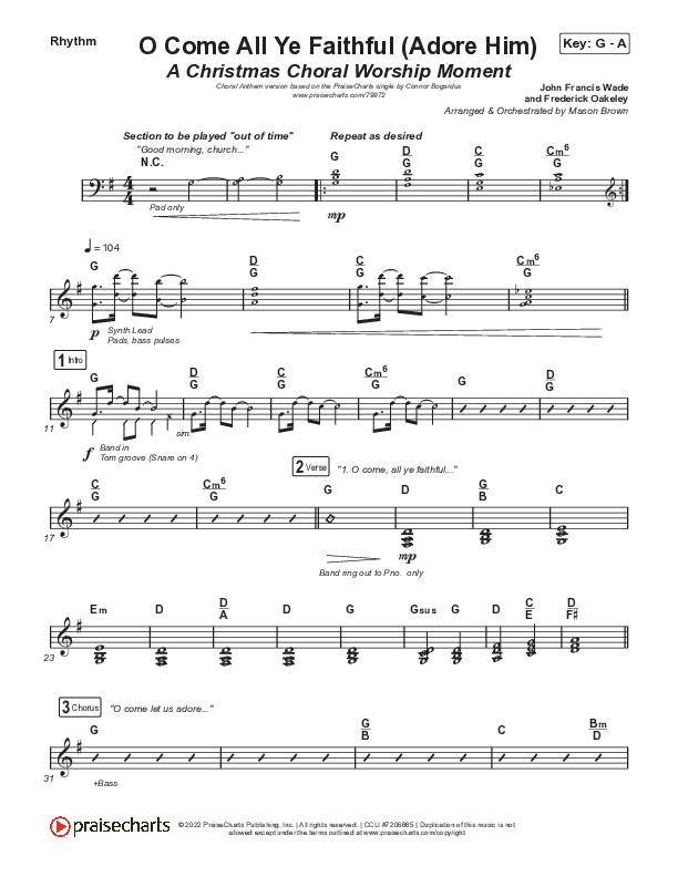 O Come All Ye Faithful (Adore Him) (A Christmas Choral Worship Moment) Rhythm Chart (Signature Sessions / Connor Bogardus / Arr. Mason Brown)