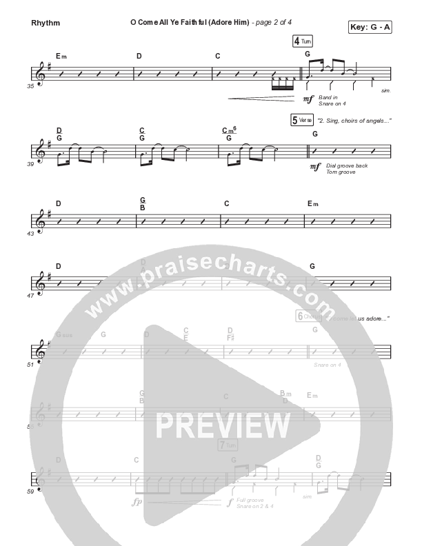O Come All Ye Faithful (Adore Him) (A Christmas Choral Worship Moment) Rhythm Chart (Signature Sessions / Connor Bogardus / Arr. Mason Brown)