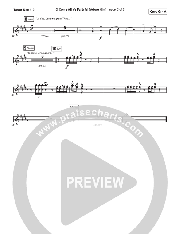 O Come All Ye Faithful (Adore Him) (A Christmas Choral Worship Moment) Tenor Sax 1,2 (Signature Sessions / Connor Bogardus / Arr. Mason Brown)