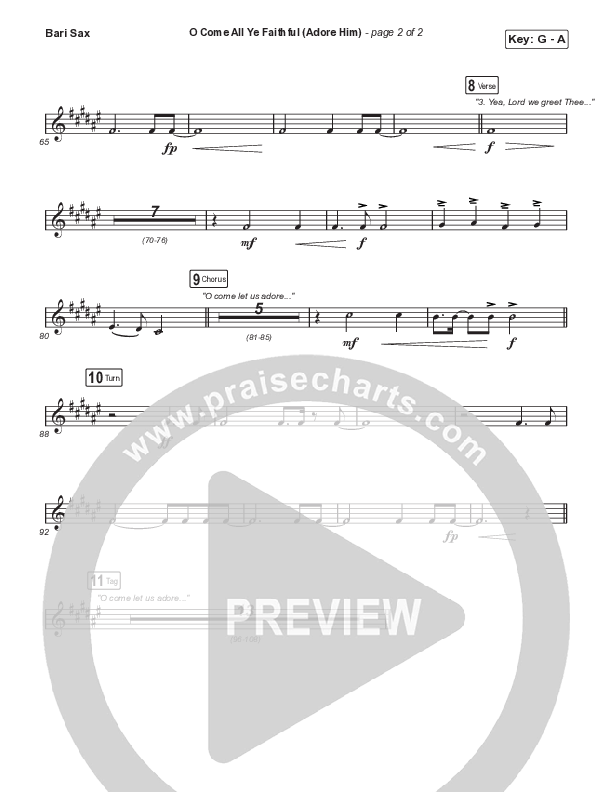 O Come All Ye Faithful (Adore Him) (A Christmas Worship Moment) Bari Sax (PraiseCharts / Connor Bogardus)