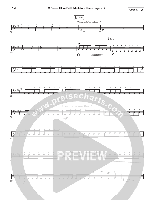 O Come All Ye Faithful (Adore Him) (A Christmas Worship Moment) Cello (PraiseCharts / Connor Bogardus)