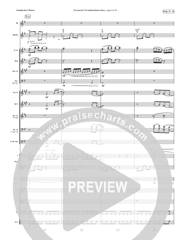 O Come All Ye Faithful (Adore Him) (A Christmas Worship Moment) Conductor's Score (PraiseCharts / Connor Bogardus)
