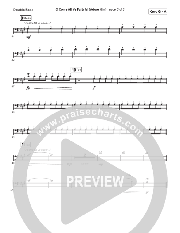 O Come All Ye Faithful (Adore Him) (A Christmas Worship Moment) Double Bass (PraiseCharts / Connor Bogardus)