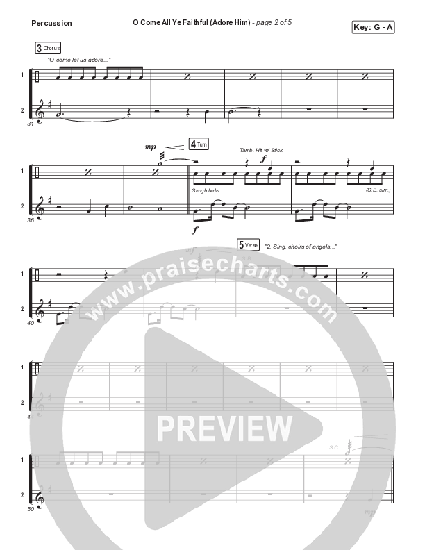 O Come All Ye Faithful (Adore Him) (A Christmas Worship Moment) Percussion (PraiseCharts / Connor Bogardus)