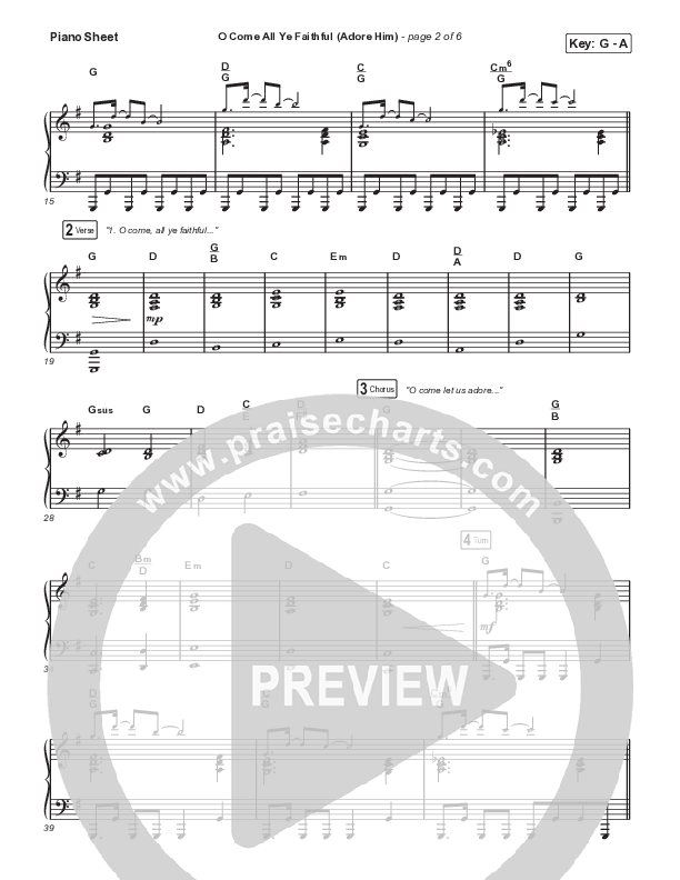 O Come All Ye Faithful (Adore Him) (A Christmas Worship Moment) Piano Sheet (PraiseCharts / Connor Bogardus)