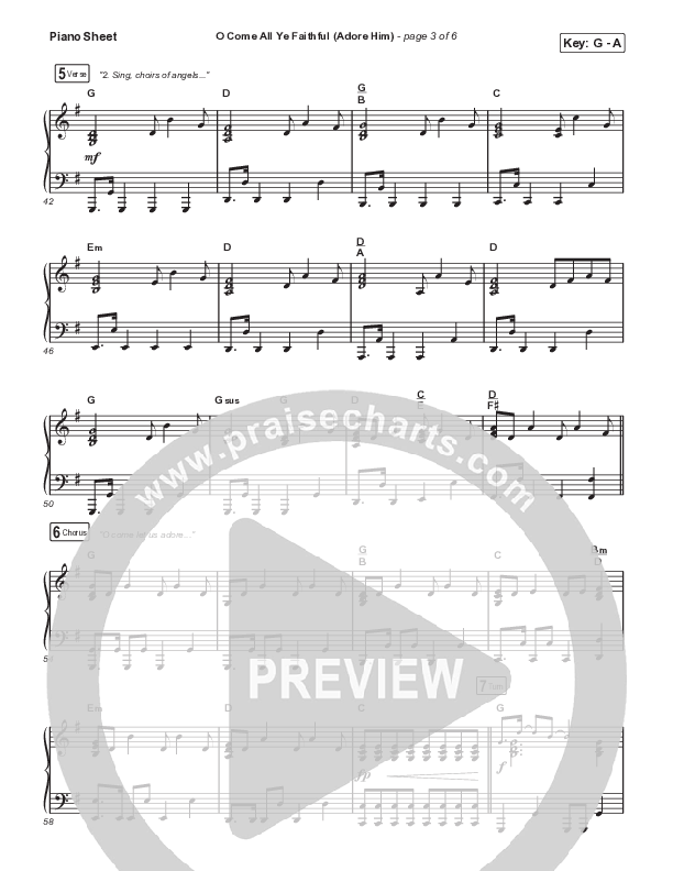 O Come All Ye Faithful (Adore Him) (A Christmas Worship Moment) Piano Sheet (PraiseCharts / Connor Bogardus)