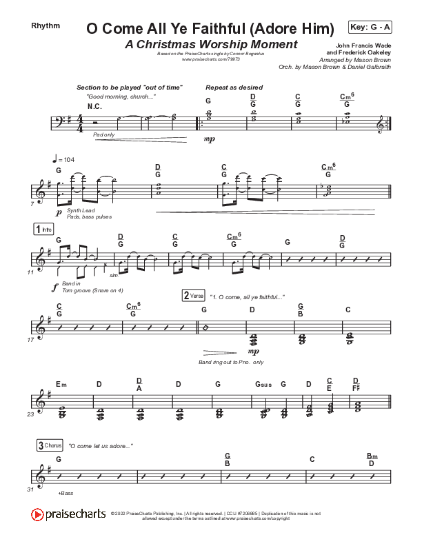 O Come All Ye Faithful (Adore Him) (A Christmas Worship Moment) Rhythm Chart (PraiseCharts / Connor Bogardus)