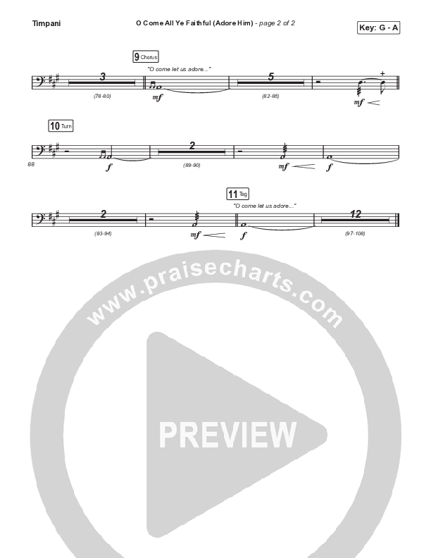 O Come All Ye Faithful (Adore Him) (A Christmas Worship Moment) Timpani (PraiseCharts / Connor Bogardus)