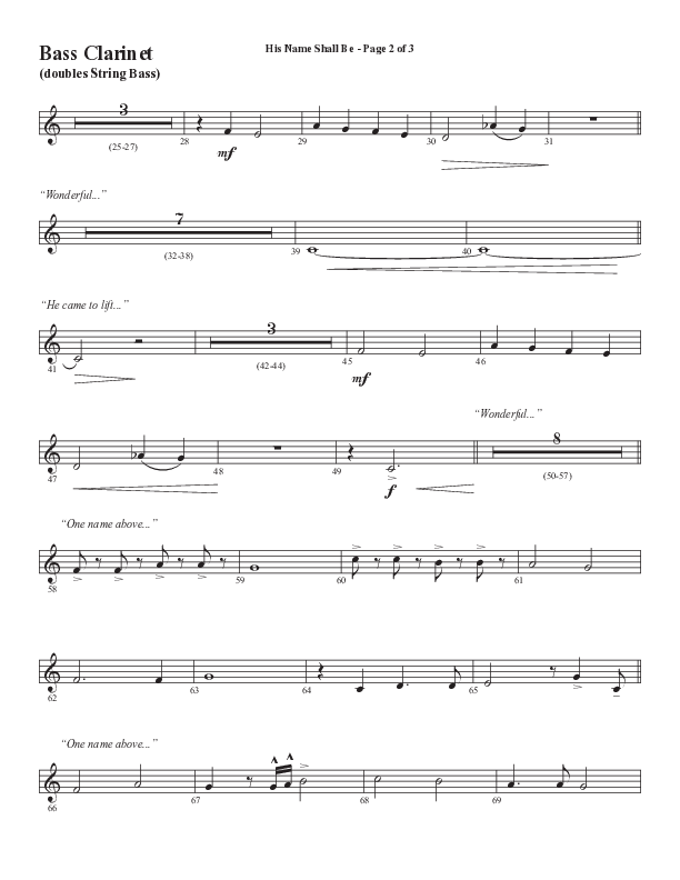 His Name Shall Be (Choral Anthem SATB) Bass Clarinet (Word Music Choral / Arr. J. Daniel Smith)