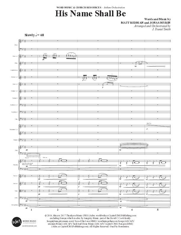His Name Shall Be (Choral Anthem SATB) Orchestration (Word Music Choral / Arr. J. Daniel Smith)