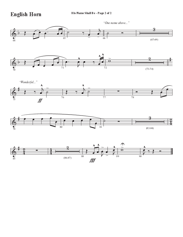 His Name Shall Be (Choral Anthem SATB) English Horn (Word Music Choral / Arr. J. Daniel Smith)