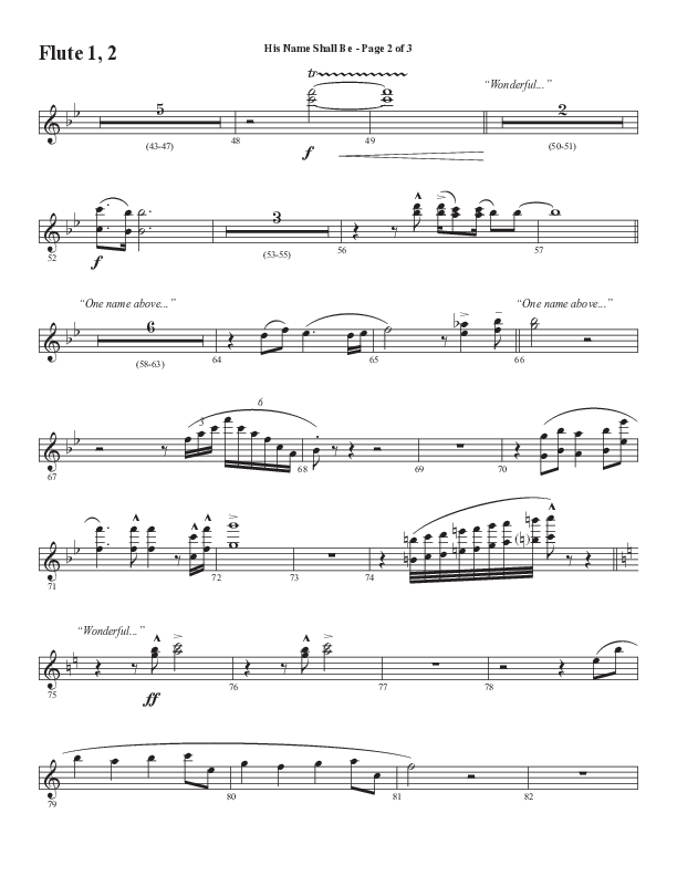 His Name Shall Be (Choral Anthem SATB) Flute 1/2 (Word Music Choral / Arr. J. Daniel Smith)