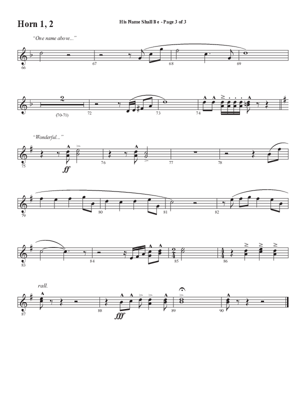 His Name Shall Be (Choral Anthem SATB) French Horn 1/2 (Word Music Choral / Arr. J. Daniel Smith)
