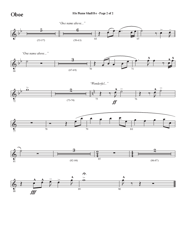 His Name Shall Be (Choral Anthem SATB) Oboe (Word Music Choral / Arr. J. Daniel Smith)