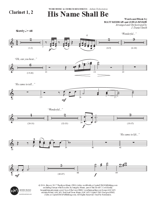 His Name Shall Be (Choral Anthem SATB) Oboe (Word Music Choral / Arr. J. Daniel Smith)