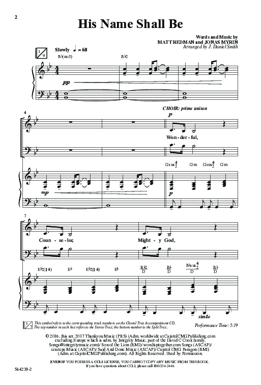 His Name Shall Be (Choral Anthem SATB) Anthem (SATB/Piano) (Word Music Choral / Arr. J. Daniel Smith)