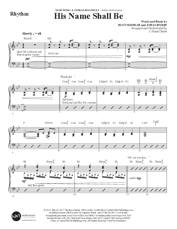His Name Shall Be (Choral Anthem SATB) Rhythm Chart (Word Music Choral / Arr. J. Daniel Smith)