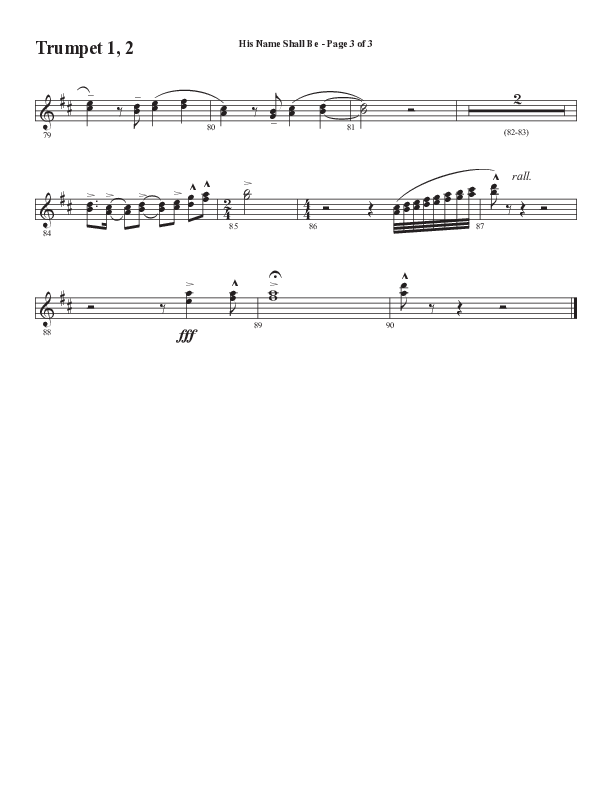 His Name Shall Be (Choral Anthem SATB) Trumpet 1,2 (Word Music Choral / Arr. J. Daniel Smith)