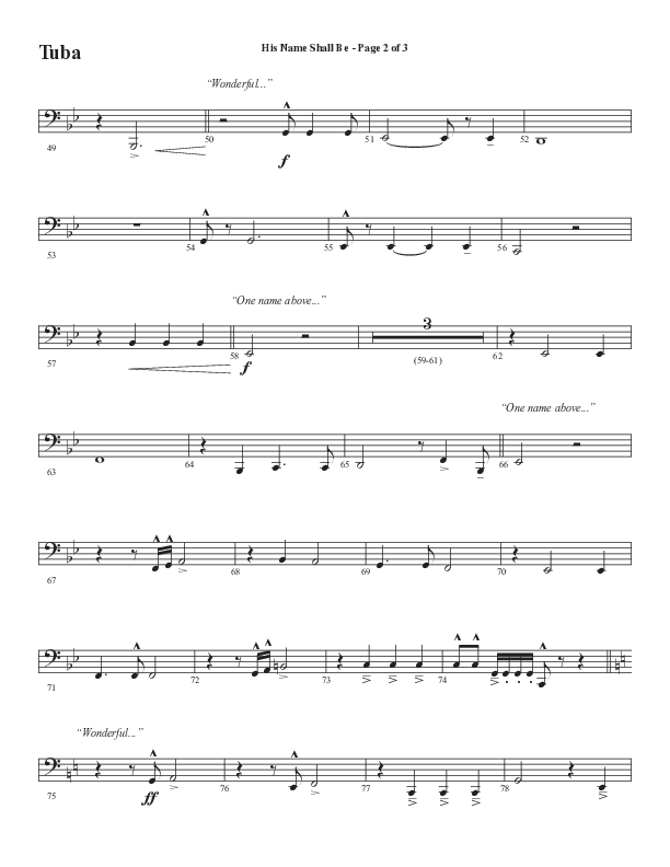 His Name Shall Be (Choral Anthem SATB) Tuba (Word Music Choral / Arr. J. Daniel Smith)