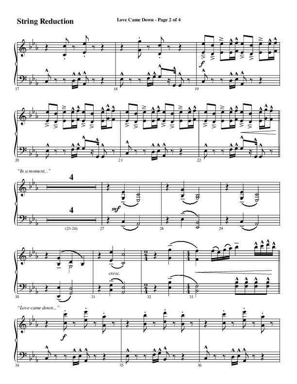 Love Came Down (Choral Anthem SATB) String Reduction (Word Music Choral / Arr. Luke Gambill / Orch. Cliff Duren)