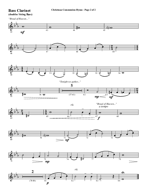 Christmas Communion Hymn (Choral Anthem SATB) Bass Clarinet (Word Music Choral / Arr. Cliff Duren)