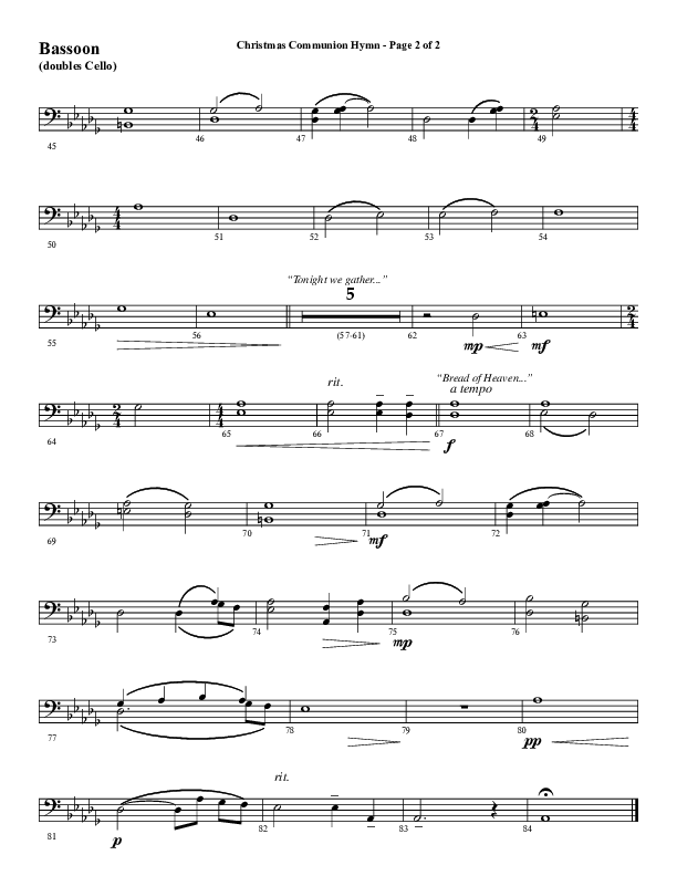 Christmas Communion Hymn (Choral Anthem SATB) Bassoon (Word Music Choral / Arr. Cliff Duren)