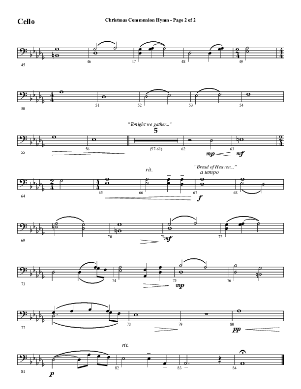 Christmas Communion Hymn (Choral Anthem SATB) Cello (Word Music Choral / Arr. Cliff Duren)