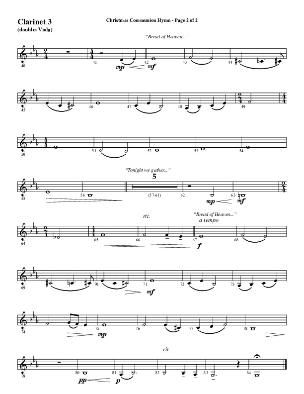 Christmas Communion Hymn (Choral Anthem SATB) Clarinet 3 (Word Music Choral / Arr. Cliff Duren)