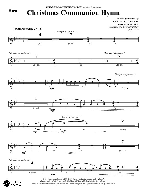 Christmas Communion Hymn (Choral Anthem SATB) Harp (Word Music Choral / Arr. Cliff Duren)