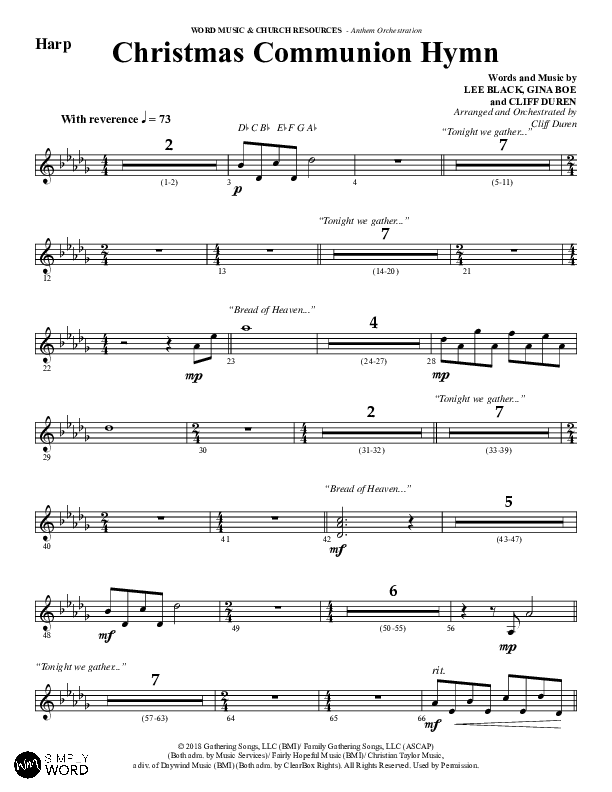 Christmas Communion Hymn (Choral Anthem SATB) Harp (Word Music Choral / Arr. Cliff Duren)