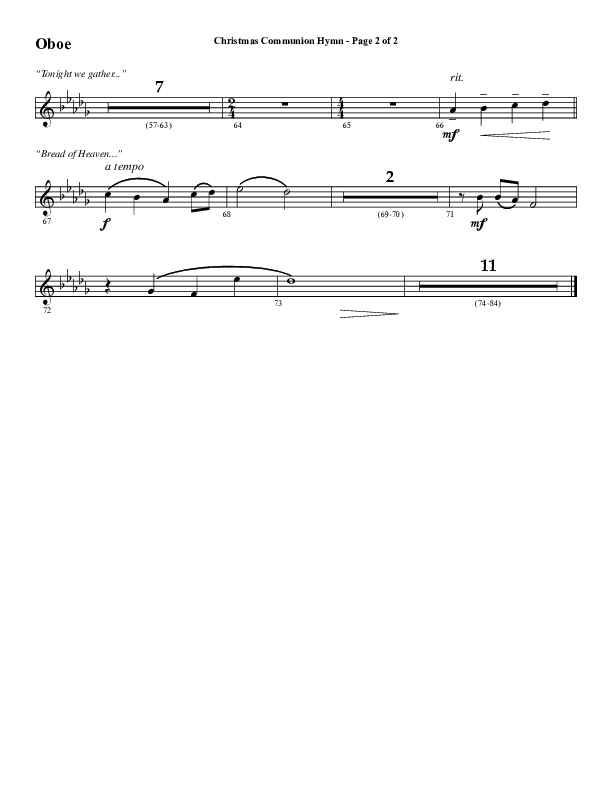 Christmas Communion Hymn (Choral Anthem SATB) Oboe (Word Music Choral / Arr. Cliff Duren)
