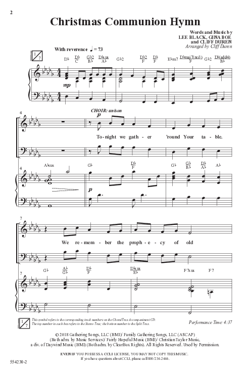 Christmas Communion Hymn (Choral Anthem SATB) Anthem (SATB/Piano) (Word Music Choral / Arr. Cliff Duren)