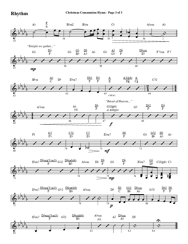 Christmas Communion Hymn (Choral Anthem SATB) Rhythm Chart (Word Music Choral / Arr. Cliff Duren)