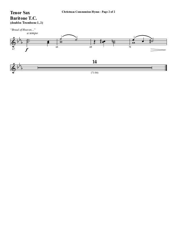 Christmas Communion Hymn (Choral Anthem SATB) Tenor Sax/Baritone T.C. (Word Music Choral / Arr. Cliff Duren)