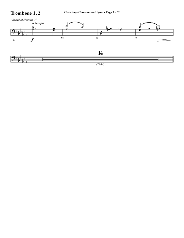Christmas Communion Hymn (Choral Anthem SATB) Trombone 1/2 (Word Music Choral / Arr. Cliff Duren)