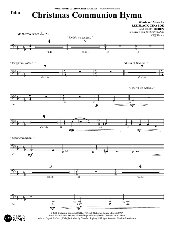 Christmas Communion Hymn (Choral Anthem SATB) Tuba (Word Music Choral / Arr. Cliff Duren)