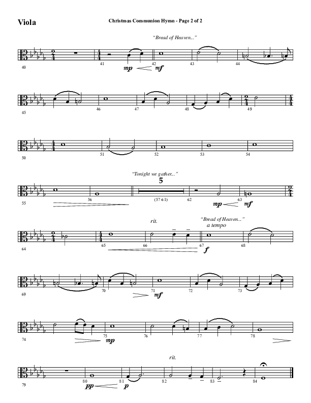 Christmas Communion Hymn (Choral Anthem SATB) Viola (Word Music Choral / Arr. Cliff Duren)