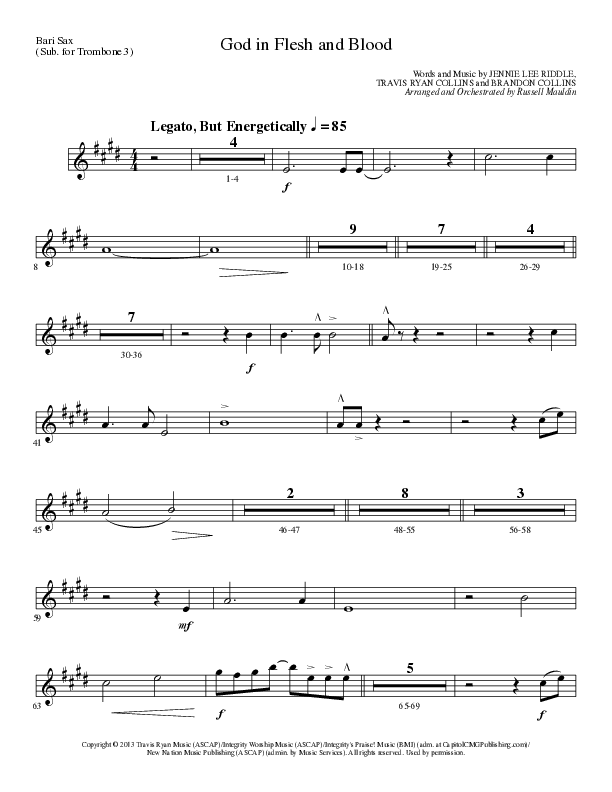God In Flesh And Blood (Choral Anthem SATB) Bari Sax (Travis Ryan / Lillenas Choral / Arr. Russell Mauldin)