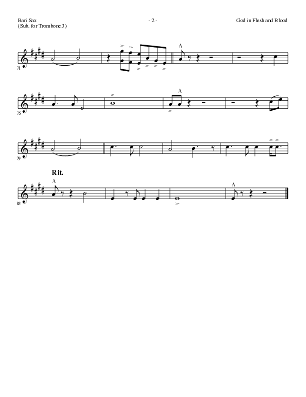 God In Flesh And Blood (Choral Anthem SATB) Bari Sax (Travis Ryan / Lillenas Choral / Arr. Russell Mauldin)