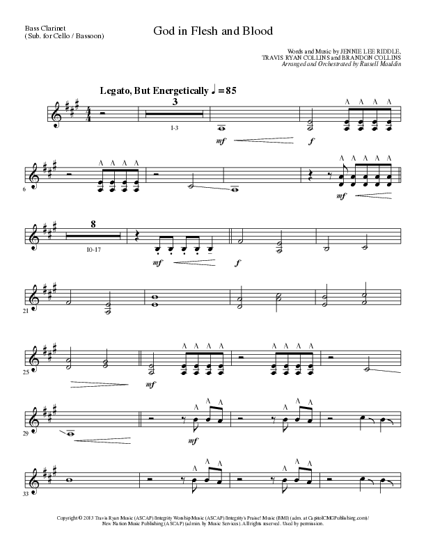 God In Flesh And Blood (Choral Anthem SATB) Bass Clarinet (Travis Ryan / Lillenas Choral / Arr. Russell Mauldin)