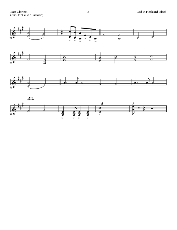 God In Flesh And Blood (Choral Anthem SATB) Bass Clarinet (Travis Ryan / Lillenas Choral / Arr. Russell Mauldin)