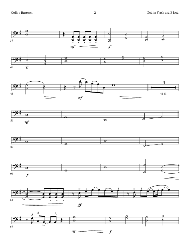God In Flesh And Blood (Choral Anthem SATB) Cello (Travis Ryan / Lillenas Choral / Arr. Russell Mauldin)