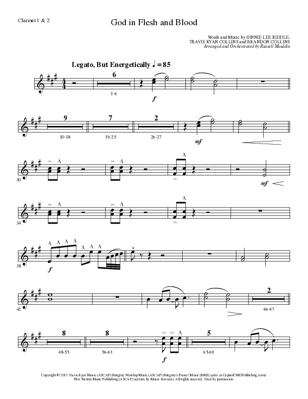 God In Flesh And Blood (Choral Anthem SATB) Clarinet 1/2 (Travis Ryan / Lillenas Choral / Arr. Russell Mauldin)