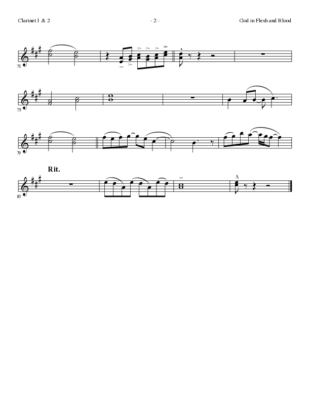 God In Flesh And Blood (Choral Anthem SATB) Clarinet 1/2 (Travis Ryan / Lillenas Choral / Arr. Russell Mauldin)