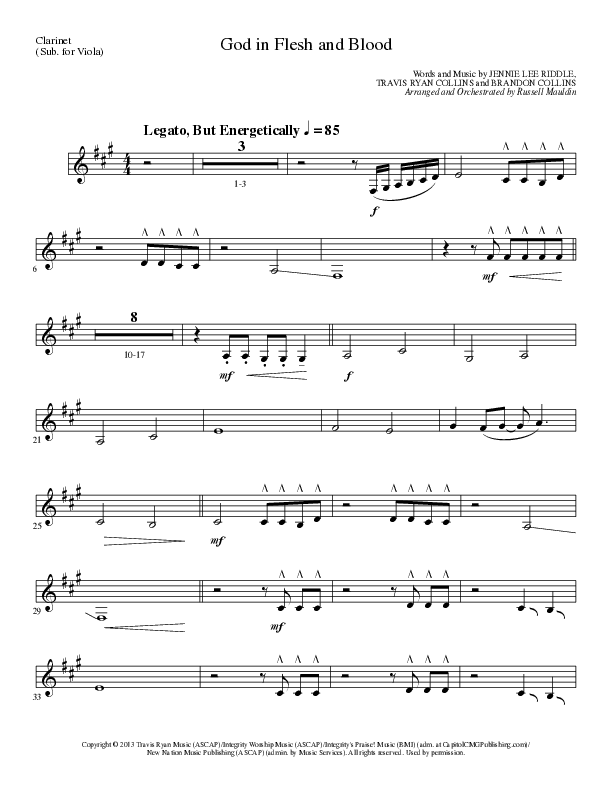 God In Flesh And Blood (Choral Anthem SATB) Clarinet (Travis Ryan / Lillenas Choral / Arr. Russell Mauldin)