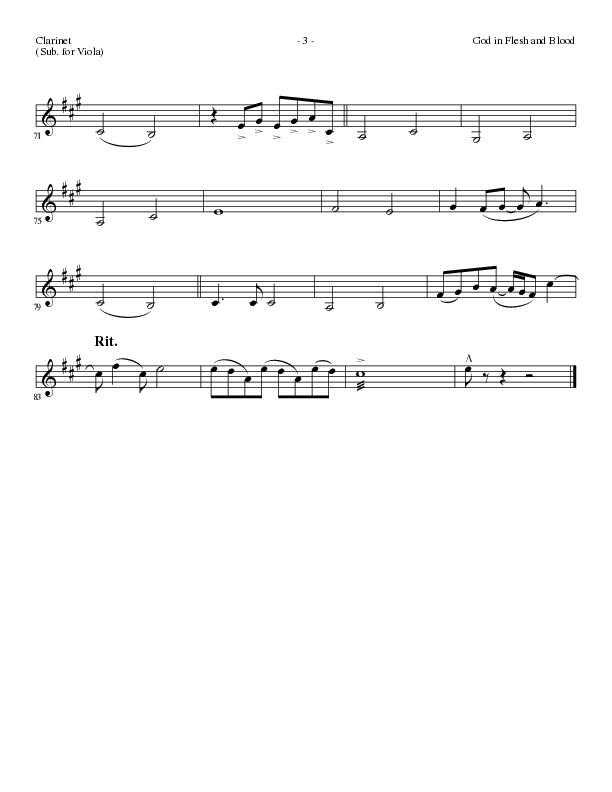 God In Flesh And Blood (Choral Anthem SATB) Clarinet (Travis Ryan / Lillenas Choral / Arr. Russell Mauldin)