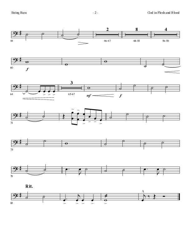 God In Flesh And Blood (Choral Anthem SATB) Double Bass (Travis Ryan / Lillenas Choral / Arr. Russell Mauldin)